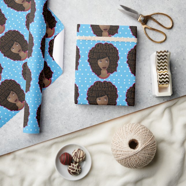 Ermutigung schwarzer Frauen, Muster der weißen Ste Geschenkpapier (Kunsthandwerk)