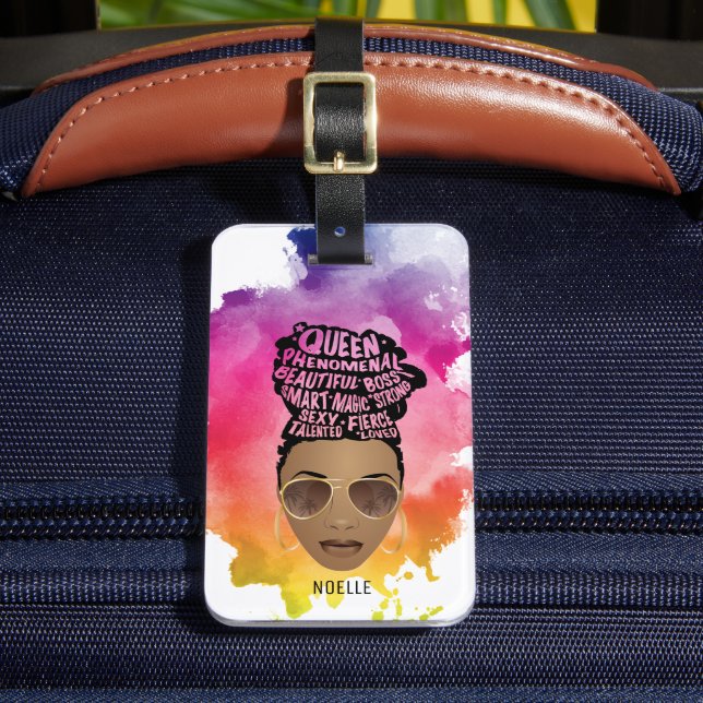 Ermutigung schwarzer Frauen, natürliches Haar, Was Gepäckanhänger (Vorderseite Insitu 2)