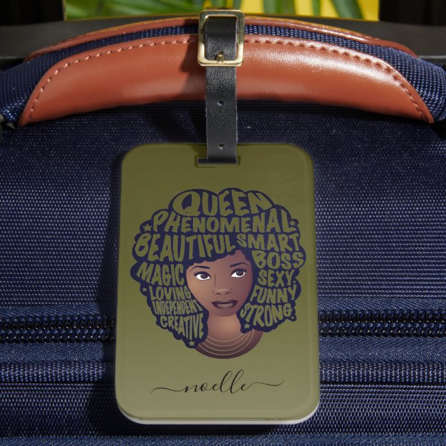 Ermutigung schwarzer Frauen, natürliches Haarbolf  Gepäckanhänger (Vorderseite Insitu 2)