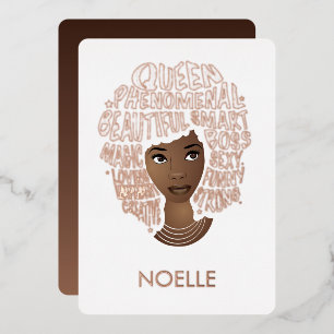 Ermutigung schwarzer Frauenwörter zur Bejahung bra Folien Feiertagskarte