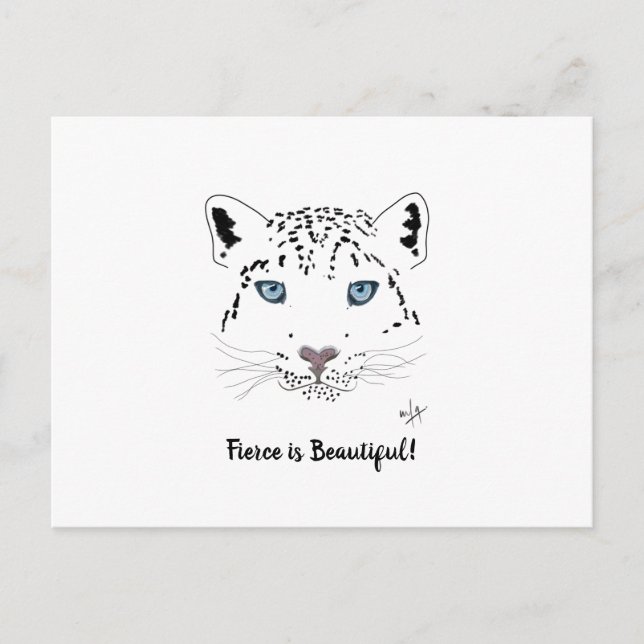 Ermutigung von Snow Leopard "Fierce is Beautiful" Postkarte (Vorderseite)