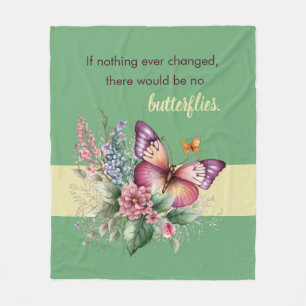 Ermutigungsschmetterling und Blumen auf Grün Fleecedecke