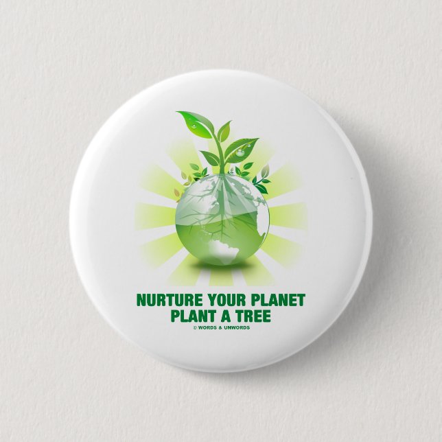 Ernähren Sie Ihre Planeten-Pflanze ein Baum Button (Vorderseite)