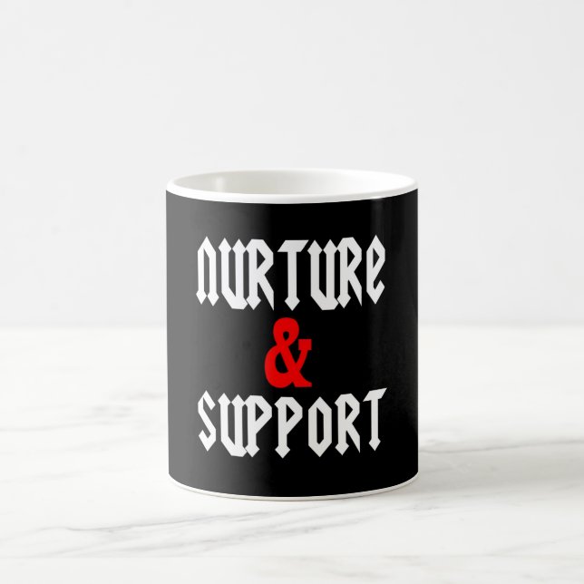 Ernähren Sie und stützen Sie Logo-Tasse Kaffeetasse (Mittel)