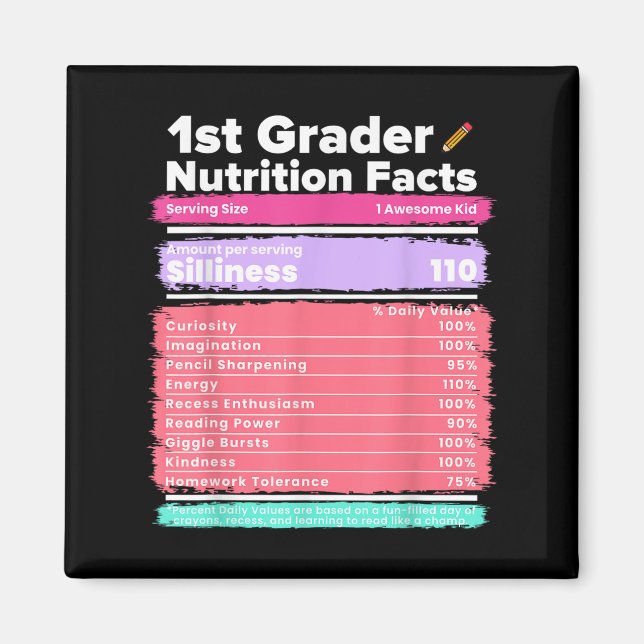 Ernährung Fakten 1. Klasse Funny Back to School Sh Magnet (Vorne)