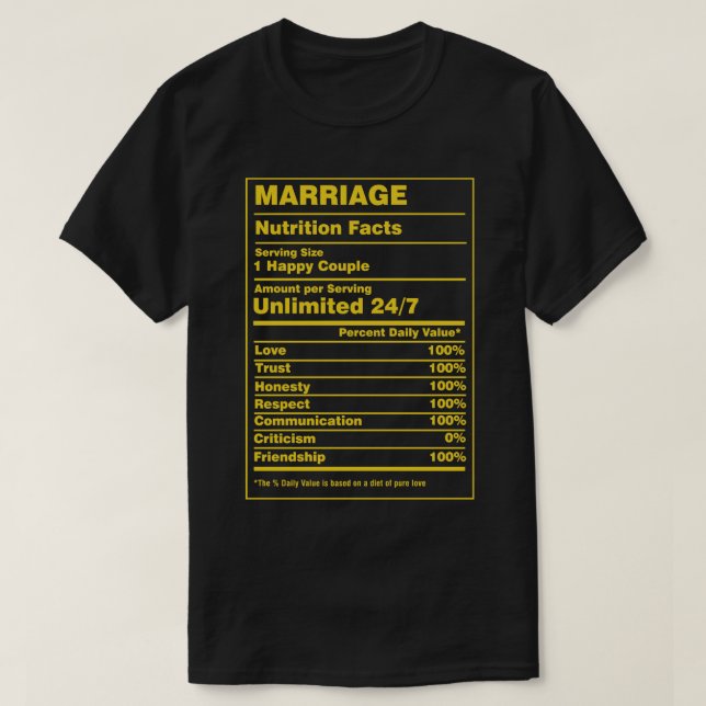 Ernährung Fakten Eheschließung T-Shirt (Design vorne)