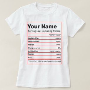 Ernährung Fakten Personalisiert Name - Frauengesch T-Shirt