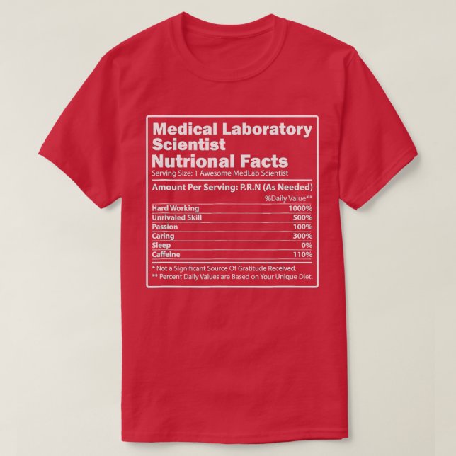 Ernährung Fakten Wissenschaft Medical Laboratory S T-Shirt (Design vorne)