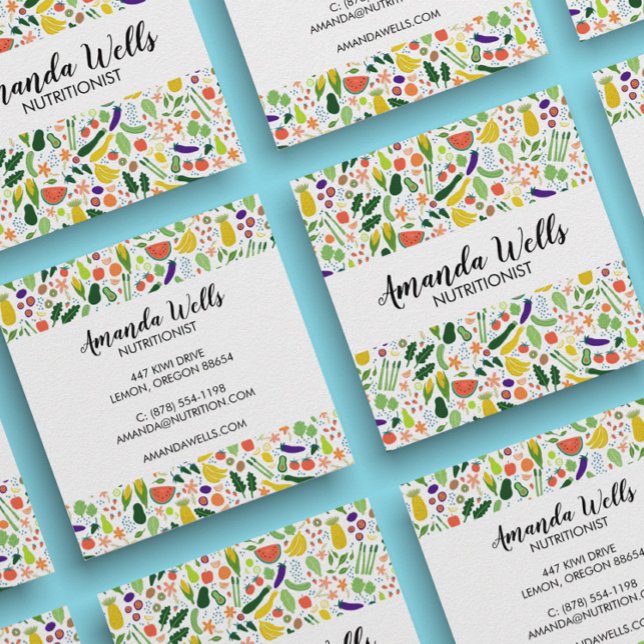 Ernährungsberater Koch Einzigartiges Gemüse Kunst Quadratische Visitenkarte (Von Creator hochgeladen)