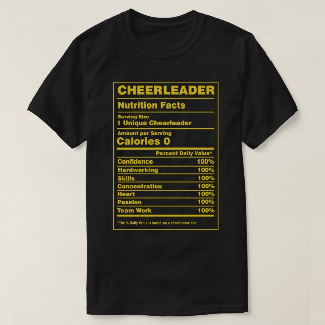 Ernährungsdaten Cheerleader T-Shirt (Design vorne)
