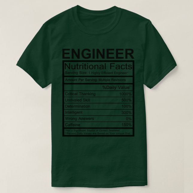 Ernährungsfakte des Ingenieurs T-Shirt (Design vorne)