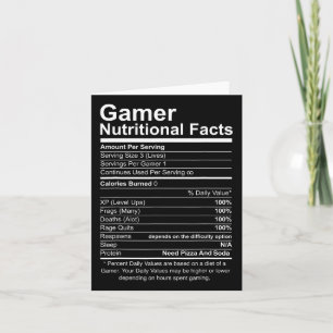 Ernährungsfakten Cooler Gamer Videospiel Lustig  Karte
