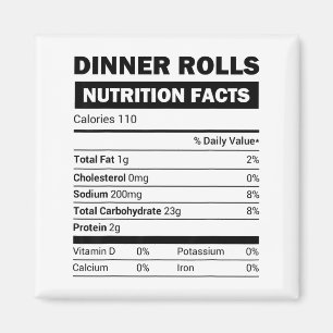 Ernährungsfakten für Dinner Rolls Familie passend Magnet