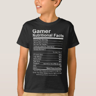 Ernährungsfakten für Gamer Cooler Gamer Videospiel T-Shirt