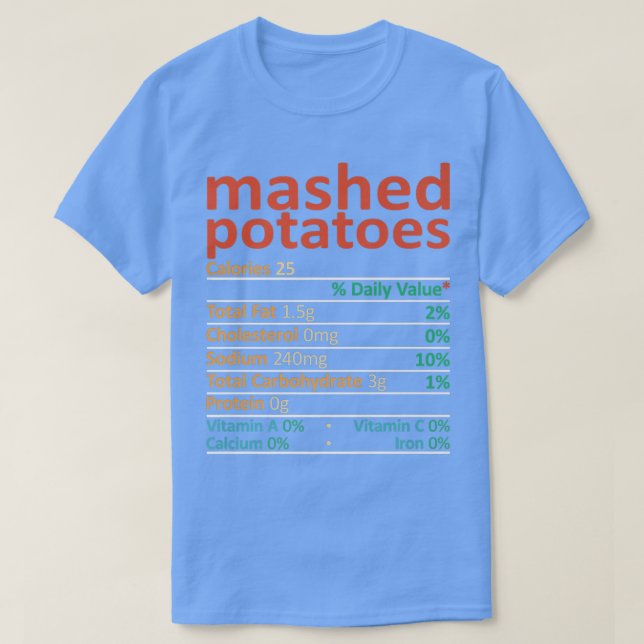 Ernährungsfakten für Kartoffelbrei Retro Vintage  T-Shirt (Design vorne)