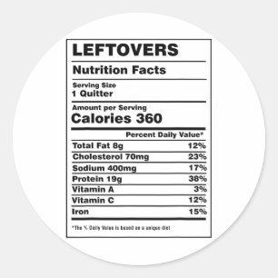 Ernährungsfakten Reste Aufhörer Lustig Thanksgivi Runder Aufkleber