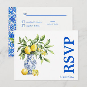💙🍋Ernährungspräferenzen Azul & Limone Romance RSVP Karte