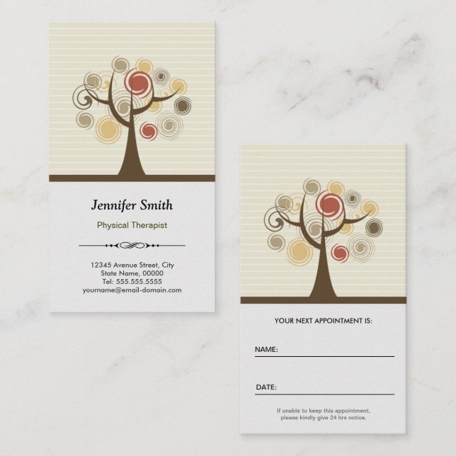 Ernennung eines Physiotherapeuten - Elegante Natur Terminkarte (Vorne/Hinten)