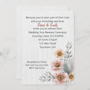 Erneuerbare Blume auf Holz Einladung