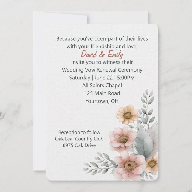 Erneuerbare Blume auf Weiß Einladung (Vorderseite)