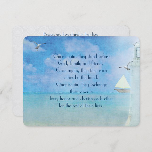 Erneuerung des Nautic White Lighthouse Einladung (Vorne/Hinten)