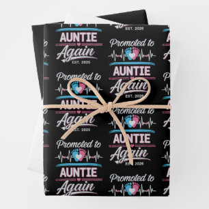 Erneut zur Tante befördert Est 2026 Schwangerschaf Geschenkpapier Set