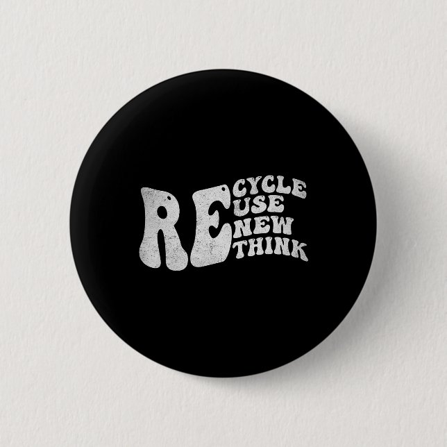 Erneute Wiederverwendung recycle Retro Groovy Eart Button (Vorderseite)