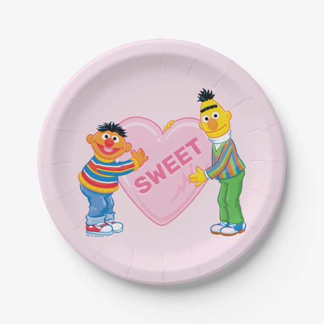 Ernie & Bert Big Valentine's Heart Pappteller (Vorderseite)