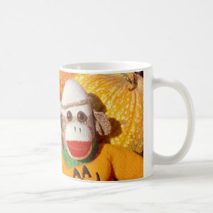Ernie die Socken-Affe-Halloween-Kürbis-Tasse Kaffeetasse