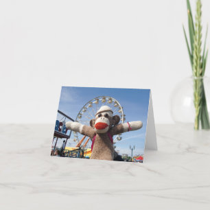 Ernie the Sock Monkey Ferris Wheel Note Card Karte