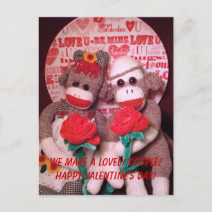 Ernie the Sock Monkey Valentine Feiertagspostkarte