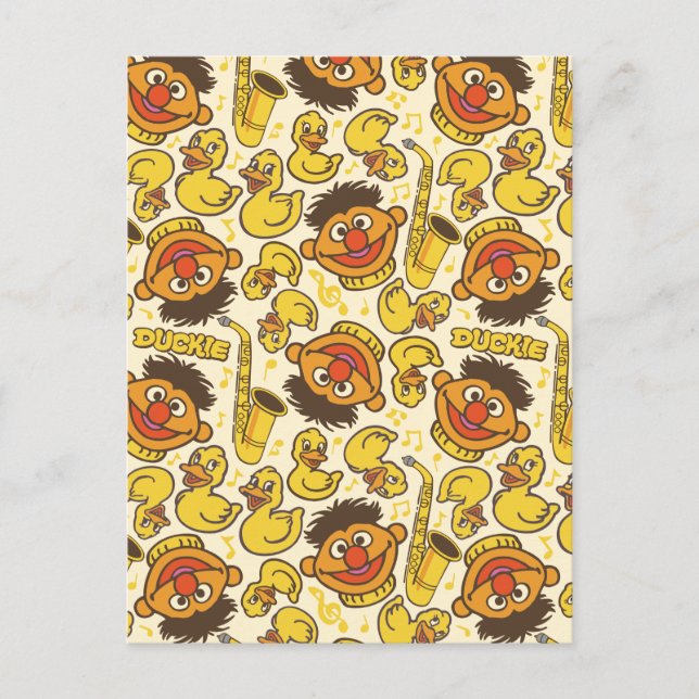 Ernie und Rubber Duckie Pattern Postkarte (Vorderseite)