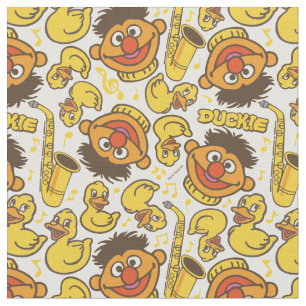 Ernie und Rubber Duckie Pattern Stoff