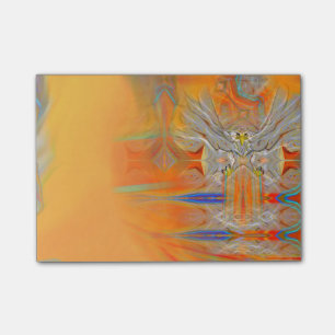 Ernst Eagle-Aufschwung in Richtung zum aufgehende Post-it Klebezettel