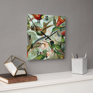 Ernst Haeckel Art Print: Trochilidae Quadratische Wanduhr