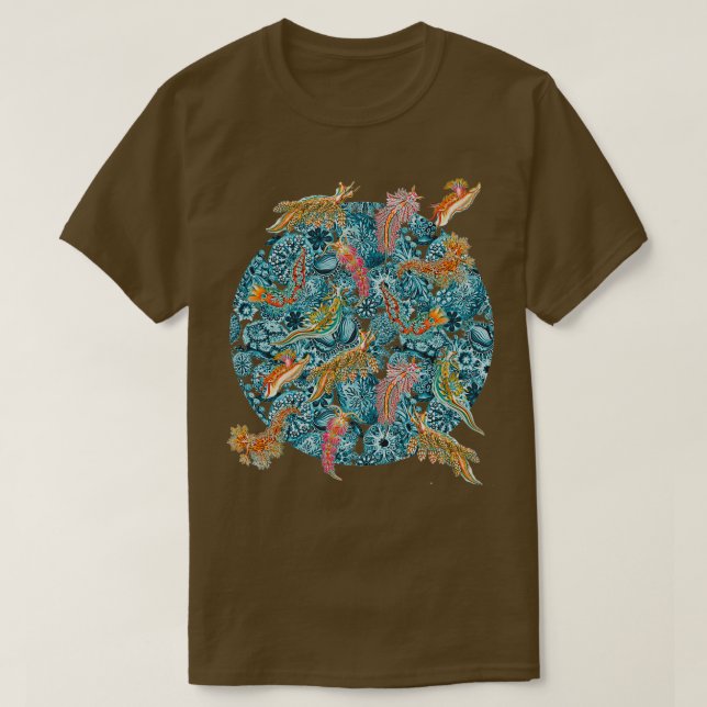 Ernst Haeckel NudiBranch Sea Slugs over Cerulean S T-Shirt (Design vorne)