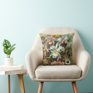 Ernst Haeckel Orchideen, Vintage Regenwaldblumen Kissen