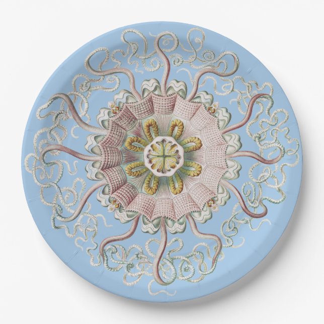 Ernst Haeckel Vintag Jellyfish Marine Life Pappteller (Vorderseite)
