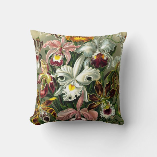Ernst Haeckel's Orchidaceae Throw Pillow Kissen (Vorderseite)