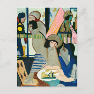 Ernst L. Kirchner, Café, Farbige Moderne Kunst Postkarte