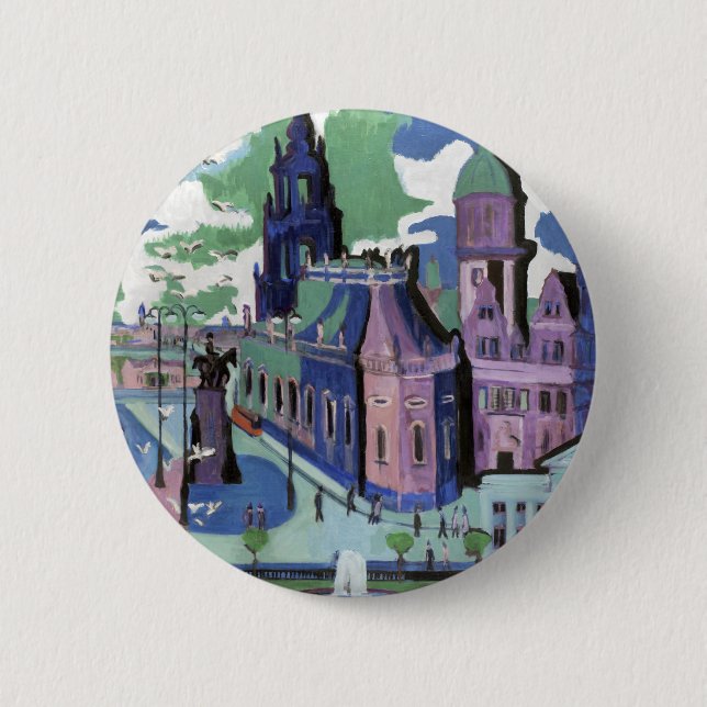 Ernst Ludwig Kirchner Aussicht auf Dresden Schloss Button (Vorderseite)