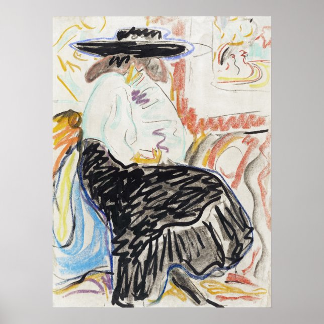 Ernst Ludwig Kirchner sitzt Frau im Studio Poster (Vorne)