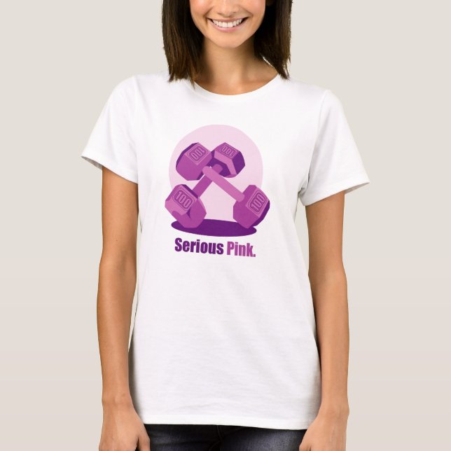 Ernste rosa Dumbbells T-Shirt (Vorderseite)