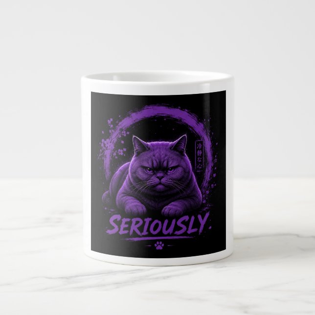 Ernsthaft Katze Jumbo-Tasse (Vorderseite)