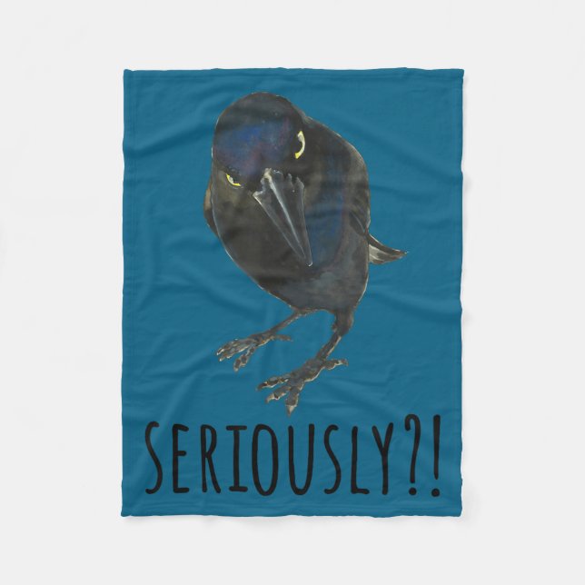 Ernsthaft Mpy Schwarz Grackel Schwarzer Vogel  Fleecedecke (Vorderseite)