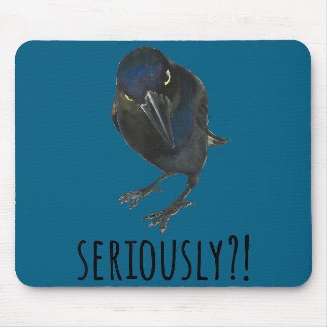 Ernsthaft Mpy Schwarz Grackel Schwarzer Vogel  Mousepad (Vorne)