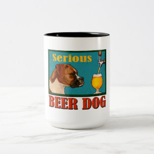 Ernsthafter Bier-Retro-Boxer-Hund Craft-Bier-Liebh Zweifarbige Tasse