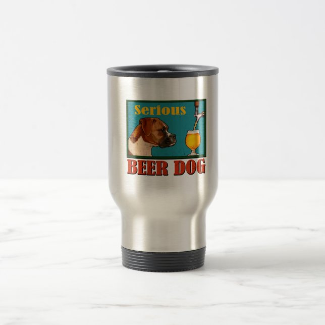 Ernsthaftes Bier Retro Boxer Dog Craft Beer Lover Reisebecher (Mittel)