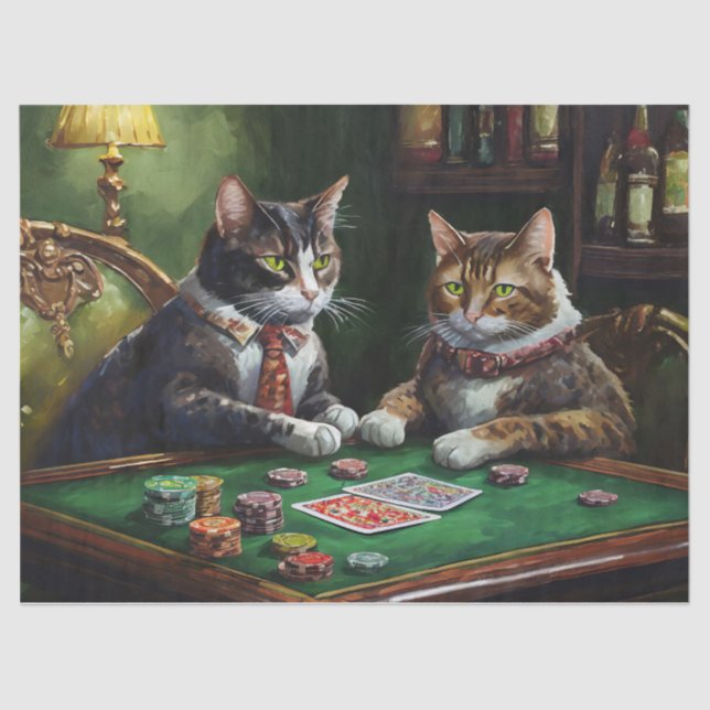 Ernsthaftes Geschäft, Retro-Katzen spielen Poker Seidenpapier (Vorderseite)