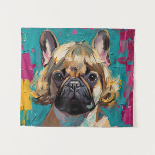Ernsthaftes Hunde-Ölgemälde (#3) Wandteppich